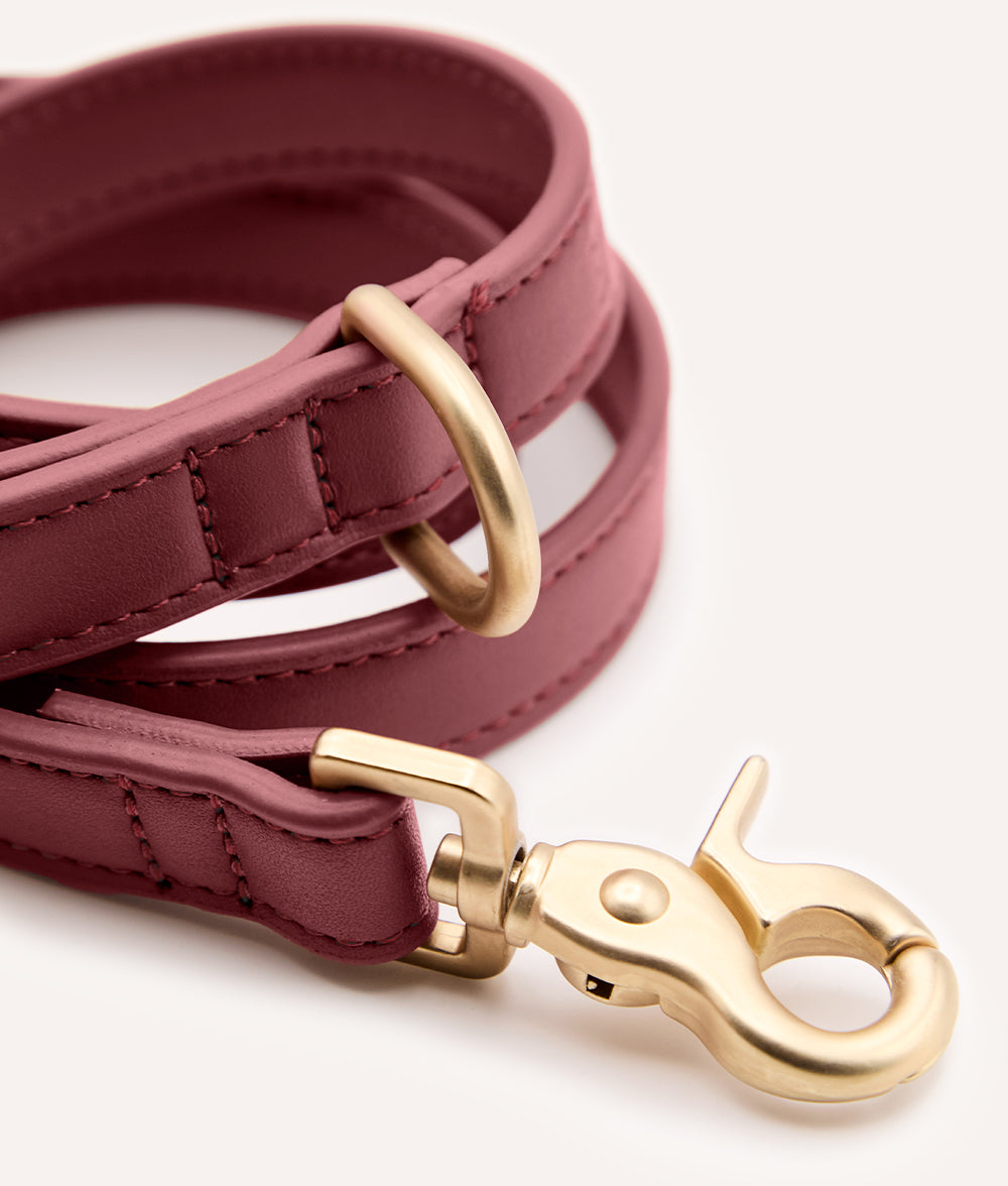 Burgunderrotes Hundeleine aus Veganem Leder 1,4 m, Jala