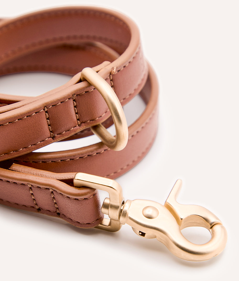 Laisse en Cuir Vegan Marron Multiposition, Jala