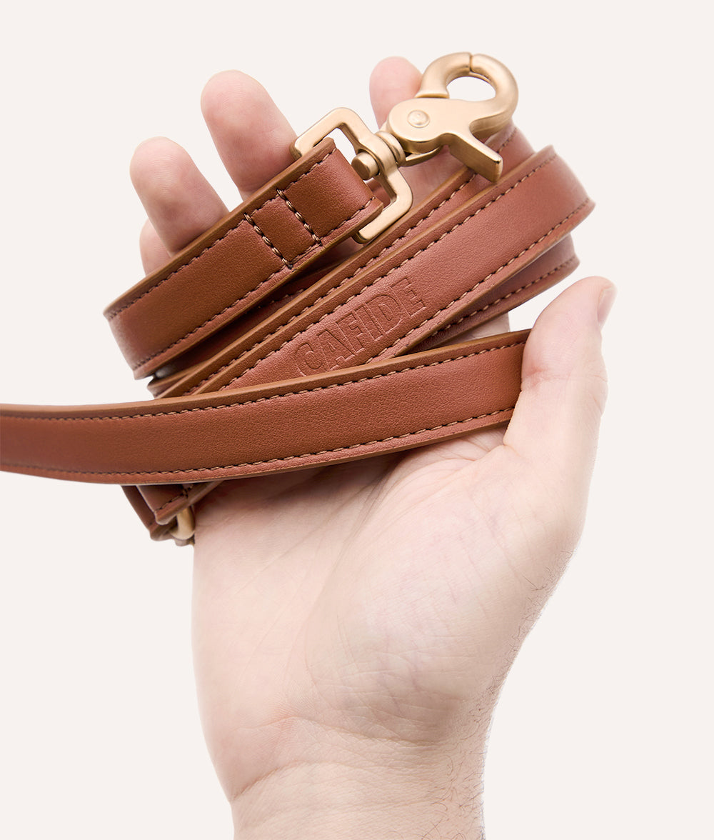 Laisse en Cuir Vegan Marron Multiposition, Jala