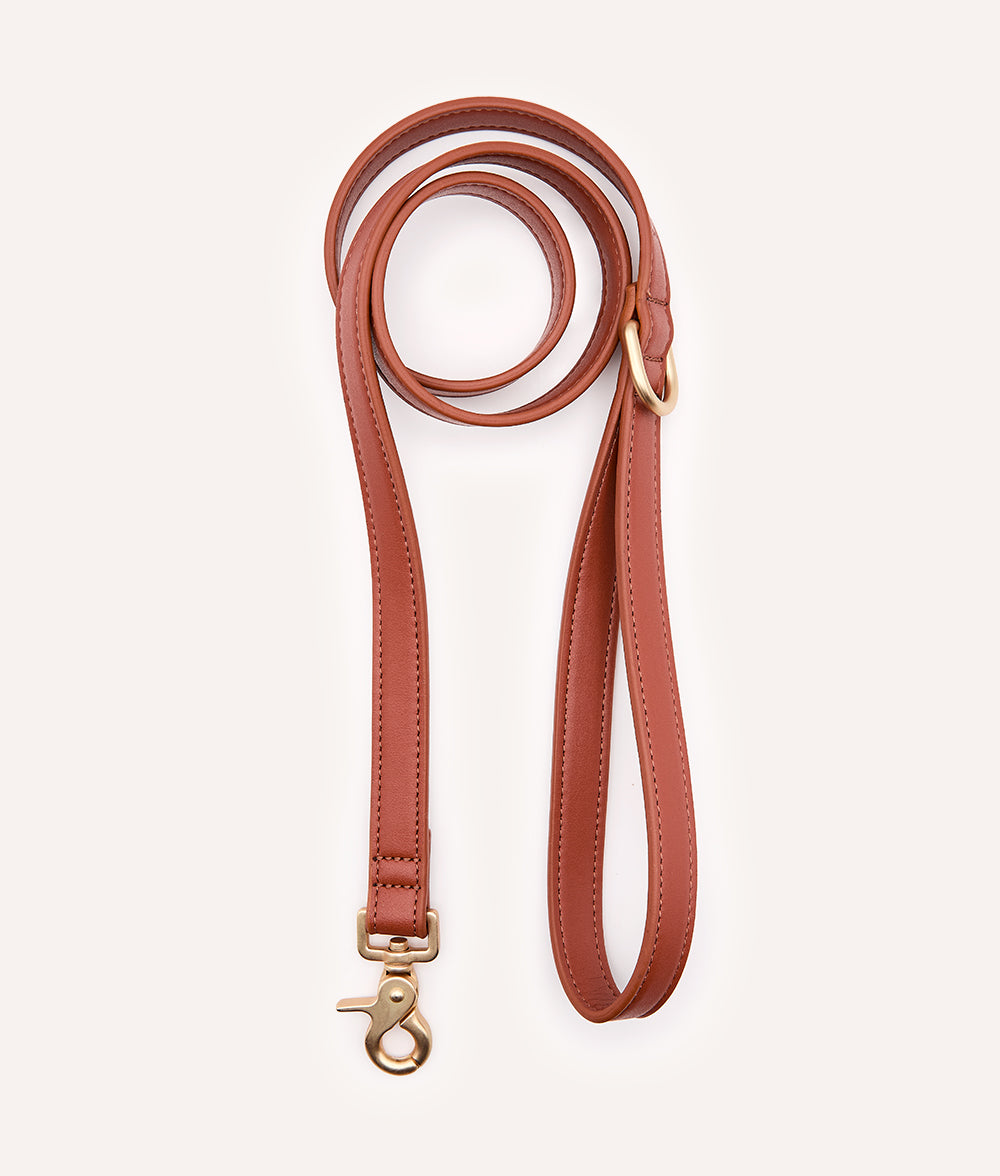 Braune Hundeleine aus Veganem Leder 1,4 m, Jala