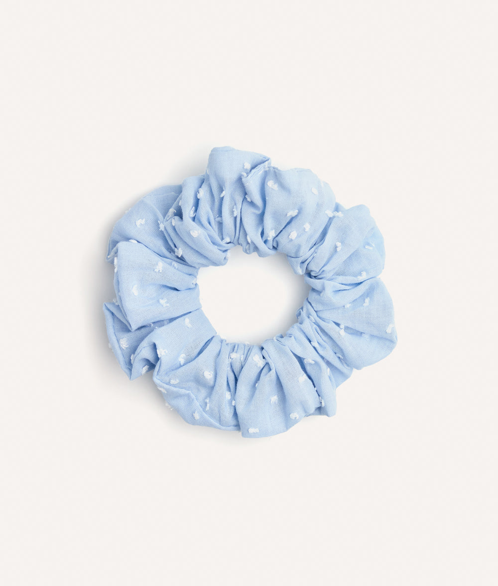 Blue Plumeti Check Scrunchie Hair Tie, Noa