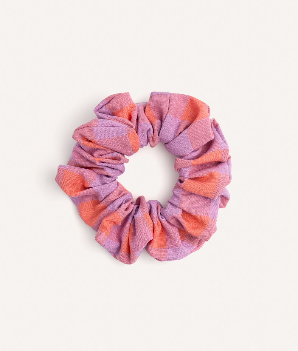 Violet Vichy Check Scrunchie Hair Tie, Noa