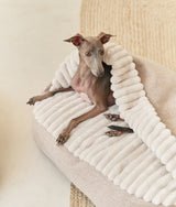 Corduroy Dog Bed with Beige Hood, Maso