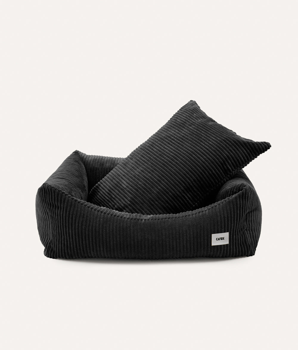 Black Corduroy Dog Bed, Snozy 