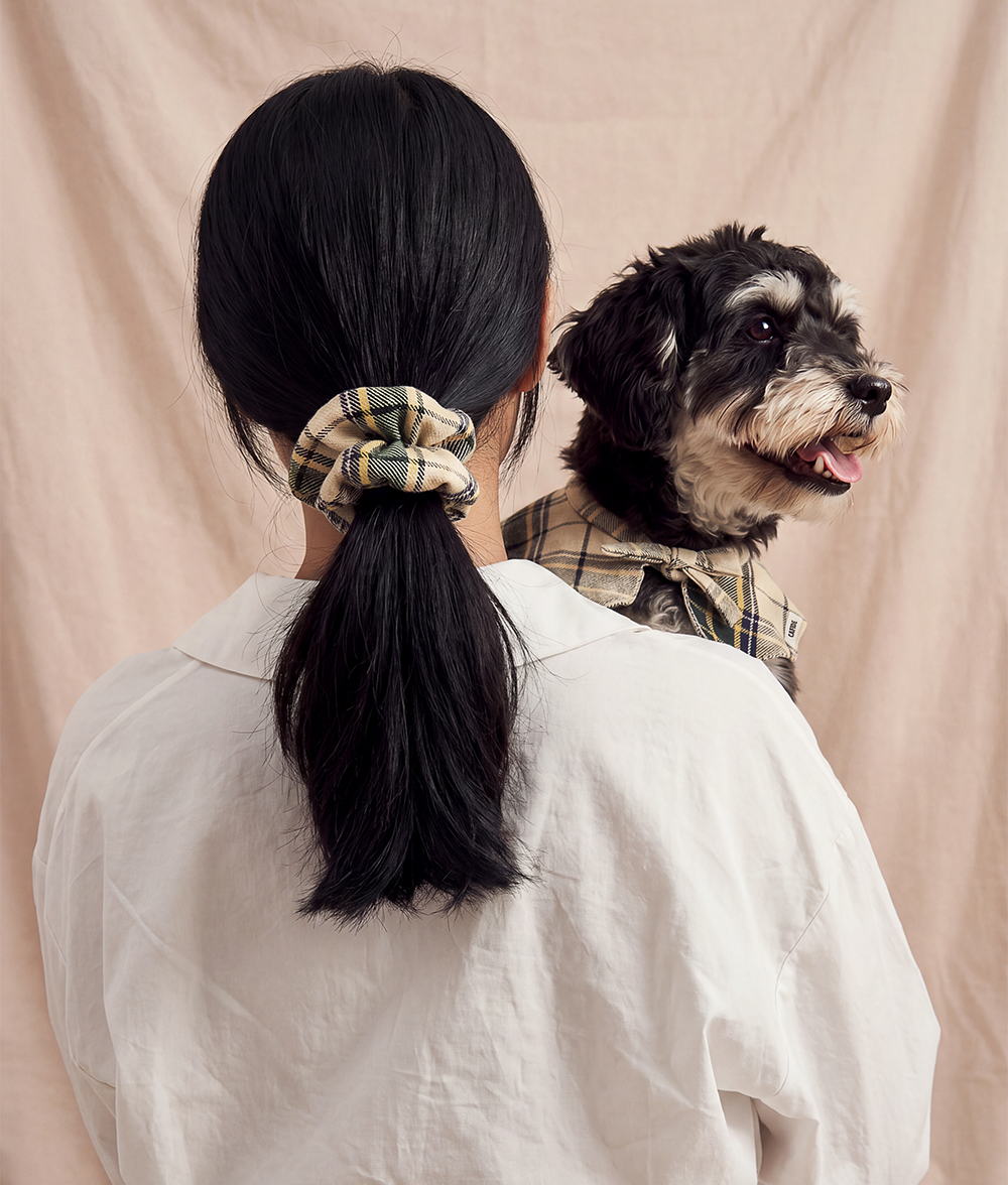 Scrunchie Haargummi Tartan Beige, Noa