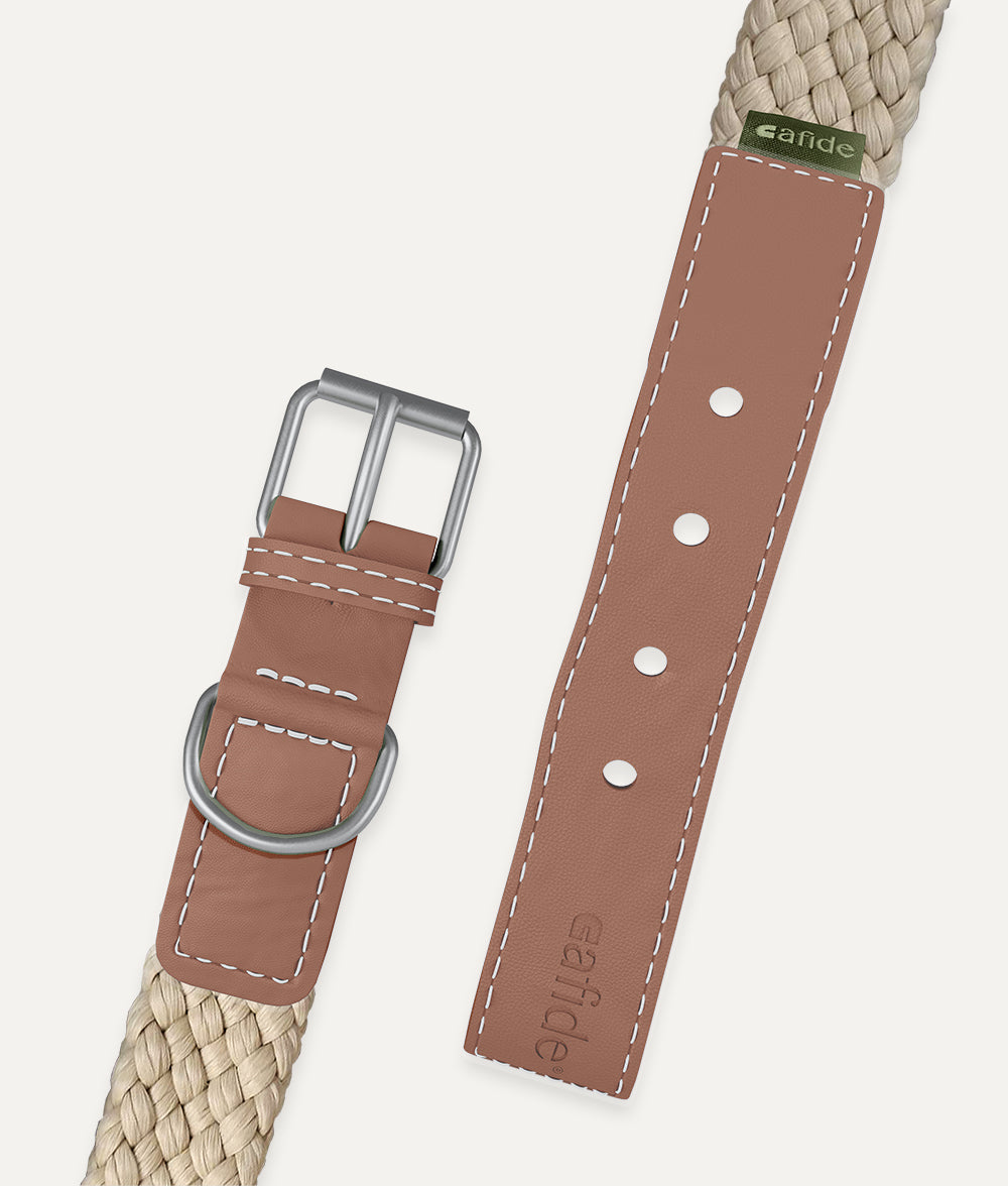 Brown Vegan Collar and Leash Pack, Corda