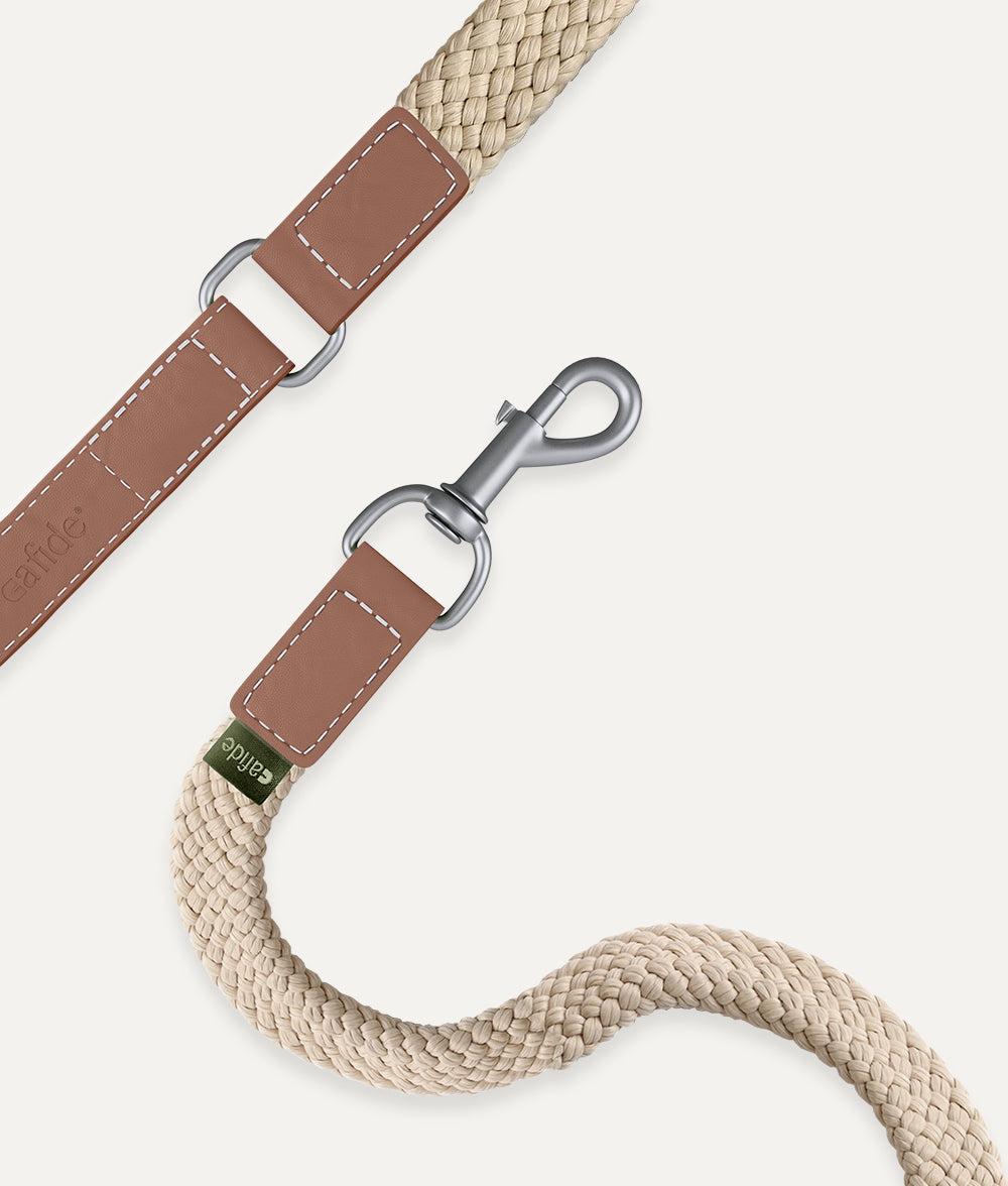 Brown Vegan Collar and Leash Pack, Corda