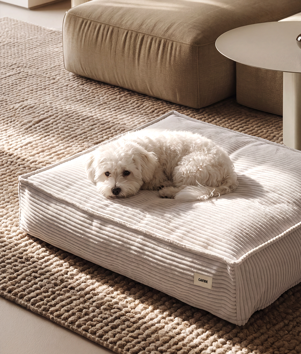 White Corduroy Dog Bed, Cuadra