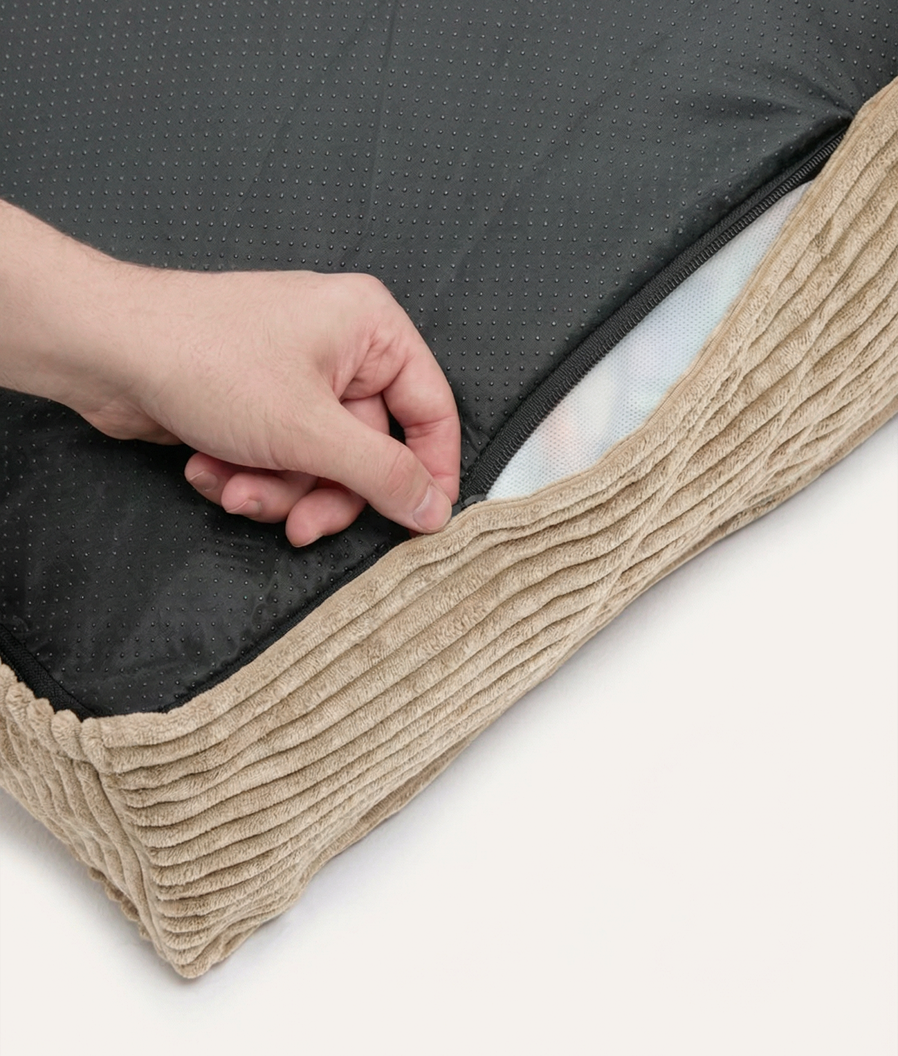 Funda de Cama Pana Beige, Cuadra