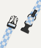 Halskette aus recyceltem PET, blaues Vichy-Design, Juno
