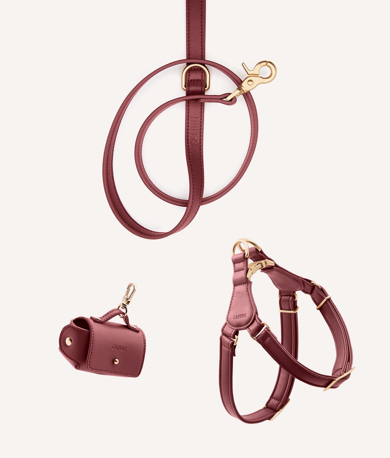 Pack Arnés Cuero Vegano "Step In" Burdeos, Jala