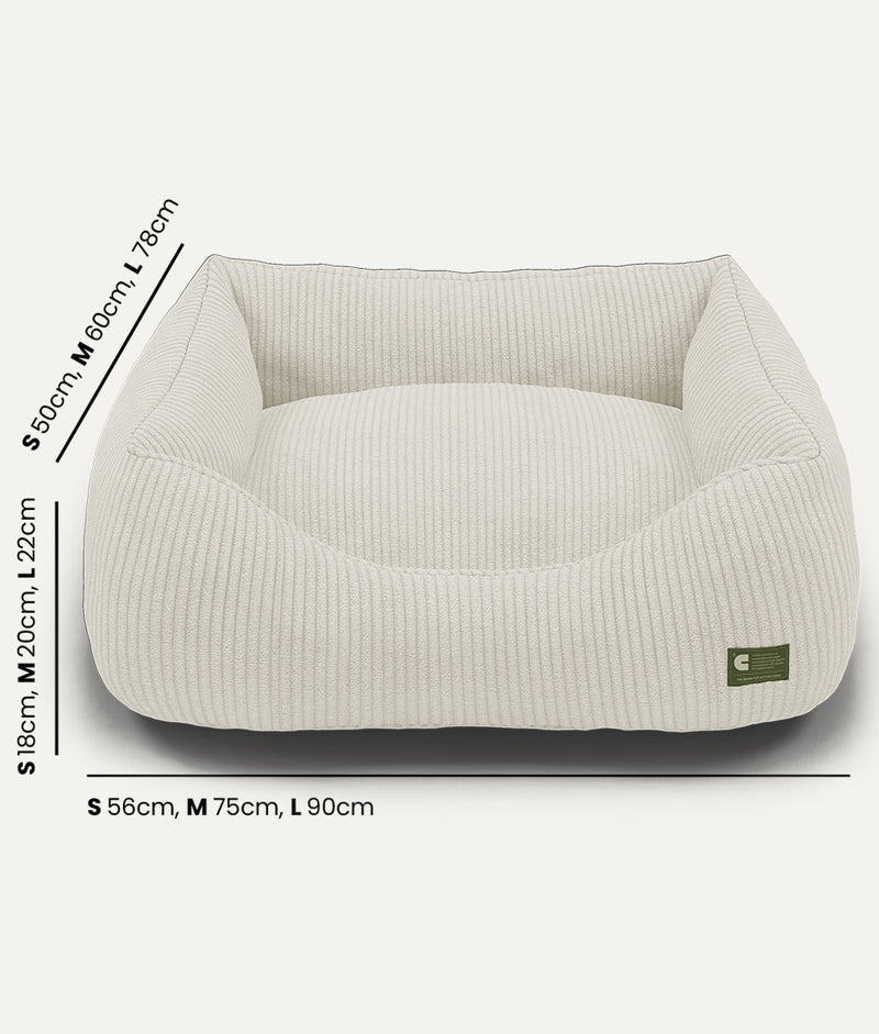 Bone White Corduroy Dog Bed, Snozy 